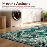 Ultra Soft Area Rug, Non Slip, Stain Resistant, Washable Area Rugs for Living Room, Bedroom, Stylish Light Toned Trellis Design(Green)