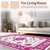 Ultra Soft Area Rug, Non Slip, Stain Resistant, Washable Area Rugs for Living Room, Bedroom, Charming Scalloped Pastel Motif(White)