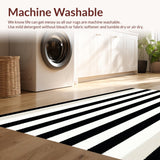 Ultra Soft Area Rug, Non Slip, Stain Resistant, Washable Area Rugs for Living Room, Bedroom, Striped Modern Kitchen Washable Area Rug(Black)