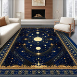 Ultra Soft Area Rug, Non Slip, Stain Resistant, Washable Area Rugs for Living Room, Bedroom, Indigo Tiled Ethereal Patterns(Blue)