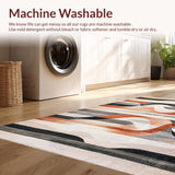 Ultra Soft Area Rug, Non Slip, Stain Resistant, Washable Area Rugs for Living Room, Bedroom, Wave Rider Area Rug Graphic Design(Gray)