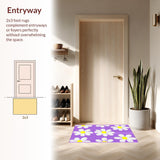 Ultra Soft Area Rug, Non Slip, Stain Resistant, Washable Area Rugs for Living Room, Bedroom, Enchanting Lavender Garden Theme(Purple)