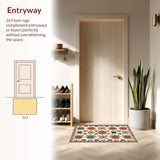 Ultra Soft Area Rug, Non Slip, Stain Resistant, Washable Area Rugs for Living Room, Bedroom, Neutral Cream Floral Nursery Stain-Resistant Carpet(Beige)