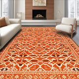 Ultra Soft Area Rug, Non Slip, Stain Resistant, Washable Area Rugs for Living Room, Bedroom, Vibrant Geometric Orange Elegance(Orange)