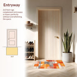 Ultra Soft Area Rug, Non Slip, Stain Resistant, Washable Area Rugs for Living Room, Bedroom, Striking Warm Abstract Pattern(Orange)
