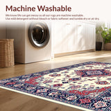 Ultra Soft Area Rug, Non Slip, Stain Resistant, Washable Area Rugs for Living Room, Bedroom, Warm Earthy Circular Vintage Design(White)