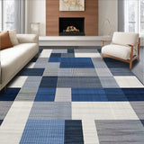 Ultra Soft Area Rug, Non Slip, Stain Resistant, Washable Area Rugs for Living Room, Bedroom, Urban Navy Geometry Touch(Blue)