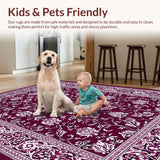 Ultra Soft Area Rug, Non Slip, Stain Resistant, Washable Area Rugs for Living Room, Bedroom, Dark Purple Botanical Inspiration(Purple)