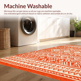 Ultra Soft Area Rug, Non Slip, Stain Resistant, Washable Area Rugs for Living Room, Bedroom, Classic Curved Line Decorative Accent(Orange)