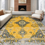 Ultra Soft Area Rug, Non Slip, Stain Resistant, Washable Area Rugs for Living Room, Bedroom, Timeless Classic Lattice Design(Yellow)