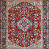 Ultra Soft Area Rug, Non Slip, Stain Resistant, Washable Area Rugs for Living Room, Bedroom, Elegant Low-Pile Medallion Aesthetic(Red)