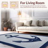 Ultra Soft Area Rug, Non Slip, Stain Resistant, Washable Area Rugs for Living Room, Bedroom, Casual Blue and Gray Harmony(Blue)