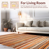Ultra Soft Area Rug, Non Slip, Stain Resistant, Washable Area Rugs for Living Room, Bedroom, Contemporary Colorful Braided Motif(Orange)