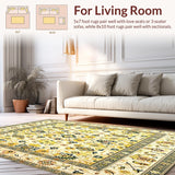 Ultra Soft Area Rug, Non Slip, Stain Resistant, Washable Area Rugs for Living Room, Bedroom, Doormat with Beige Yellow Distressed Design(Beige)