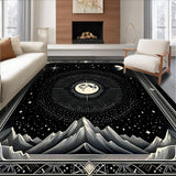 Ultra Soft Area Rug, Non Slip, Stain Resistant, Washable Area Rugs for Living Room, Bedroom, Enigmatic Celestial Wave Design(Black)