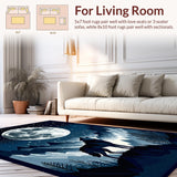 Ultra Soft Area Rug, Non Slip, Stain Resistant, Washable Area Rugs for Living Room, Bedroom, Soft Gray Animal Silhouette Design(Blue)