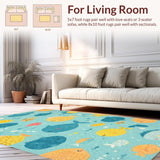 Ultra Soft Area Rug, Non Slip, Stain Resistant, Washable Area Rugs for Living Room, Bedroom, Adorable Sea Animal Area Rug Preschool Classroom Carpet(Blue)