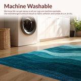 Ultra Soft Area Rug, Non Slip, Stain Resistant, Washable Area Rugs for Living Room, Bedroom, Abstract Ombre Design Round Rug Featuring Striking Shades of Teal and Blue(Blue)