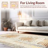 Ultra Soft Area Rug, Non Slip, Stain Resistant, Washable Area Rugs for Living Room, Bedroom, Luxe Off-White Contemporary Look(Beige)