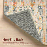 Ultra Soft Area Rug, Non Slip, Stain Resistant, Washable Area Rugs for Living Room, Bedroom, Retro Taupe Medallion Aesthetic(Orange)