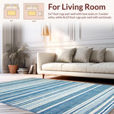 Ultra Soft Area Rug, Non Slip, Stain Resistant, Washable Area Rugs for Living Room, Bedroom, Vibrant Freshwater Stripe Appeal(Blue)