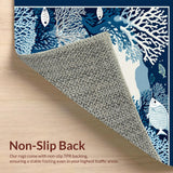 Ultra Soft Area Rug, Non Slip, Stain Resistant, Washable Area Rugs for Living Room, Bedroom, Elegant Coastal Compass Design(Blue)