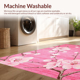 Ultra Soft Area Rug, Non Slip, Stain Resistant, Washable Area Rugs for Living Room, Bedroom, Delicate Springtime Floral Vibes(Pink)