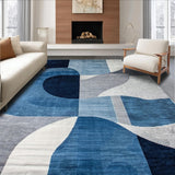 Ultra Soft Area Rug, Non Slip, Stain Resistant, Washable Area Rugs for Living Room, Bedroom, Serene Modernist Fluid Form Layout(Blue)