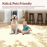 Ultra Soft Area Rug, Non Slip, Stain Resistant, Washable Area Rugs for Living Room, Bedroom, Beige Area Floral Design Throw(Beige)