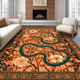 Ultra Soft Area Rug, Non Slip, Stain Resistant, Washable Area Rugs for Living Room, Bedroom, Cozy Floral Inspired Runner(Orange)