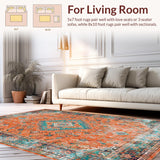Ultra Soft Area Rug, Non Slip, Stain Resistant, Washable Area Rugs for Living Room, Bedroom, Stylish Teal and Orange Palette(Orange)