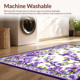 Ultra Soft Area Rug, Non Slip, Stain Resistant, Washable Area Rugs for Living Room, Bedroom, Vivid Pastoral Leaf Motif(Purple)