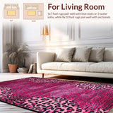 Ultra Soft Area Rug, Non Slip, Stain Resistant, Washable Area Rugs for Living Room, Bedroom, Vibrant Playful Cheetah Theme(Pink)