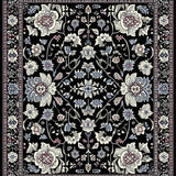 Ultra Soft Area Rug, Non Slip, Stain Resistant, Washable Area Rugs for Living Room, Bedroom, Rustic Textured Floral Composition(Black)