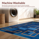 Ultra Soft Area Rug, Non Slip, Stain Resistant, Washable Area Rugs for Living Room, Bedroom, Artistic Blue Brown Abstract Composition(Blue)