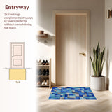Ultra Soft Area Rug, Non Slip, Stain Resistant, Washable Area Rugs for Living Room, Bedroom, Sophisticated Blue Toned Art Design(Blue)