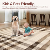 Ultra Soft Area Rug, Non Slip, Stain Resistant, Washable Area Rugs for Living Room, Bedroom, Chic Checkered Rustic Elegance(Beige)