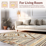 Ultra Soft Area Rug, Non Slip, Stain Resistant, Washable Area Rugs for Living Room, Bedroom, Stylish Natural Hues Medallion Style(Brown)