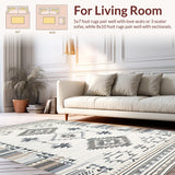 Ultra Soft Area Rug, Non Slip, Stain Resistant, Washable Area Rugs for Living Room, Bedroom, Luxurious Subtle Color Block Composition(Gray)