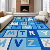 Ultra Soft Area Rug, Non Slip, Stain Resistant, Washable Area Rugs for Living Room, Bedroom, Bright Playful Typography Theme(Blue)