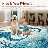 Ultra Soft Area Rug, Non Slip, Stain Resistant, Washable Area Rugs for Living Room, Bedroom, Trendy Ocean-Themed Area Rug with Decorative Seahorse and Shell Patterns(Blue)