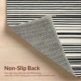 Ultra Soft Area Rug, Non Slip, Stain Resistant, Washable Area Rugs for Living Room, Bedroom, Monochrome Maze: Graphic Stripe Woven Accent Rug for Entry(Black)