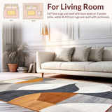 Ultra Soft Area Rug, Non Slip, Stain Resistant, Washable Area Rugs for Living Room, Bedroom, Elegant Earthy Wavy Motif(Gray)