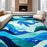 Ultra Soft Area Rug, Non Slip, Stain Resistant, Washable Area Rugs for Living Room, Bedroom, Whimsical Animal Character Pattern(Blue)