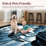 Ultra Soft Area Rug, Non Slip, Stain Resistant, Washable Area Rugs for Living Room, Bedroom, Howling Wolf Nighttime Imagery(Gray)