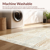 Ultra Soft Area Rug, Non Slip, Stain Resistant, Washable Area Rugs for Living Room, Bedroom, Nomadic Spirit Woven Look Artistic Cream and Beige Boho(Beige)