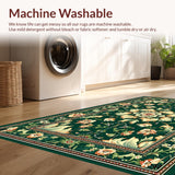Ultra Soft Area Rug, Non Slip, Stain Resistant, Washable Area Rugs for Living Room, Bedroom, Timeless Deep Green Ornate Design(Green)