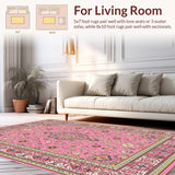 Ultra Soft Area Rug, Non Slip, Stain Resistant, Washable Area Rugs for Living Room, Bedroom, Artistic Pink Abstract Design(Pink)