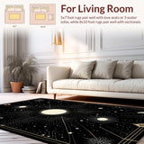 Ultra Soft Area Rug, Non Slip, Stain Resistant, Washable Area Rugs for Living Room, Bedroom, Ethereal Gothic Cosmos Design(Black)