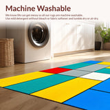 Ultra Soft Area Rug, Non Slip, Stain Resistant, Washable Area Rugs for Living Room, Bedroom, Fun Light Gray Patterned Canvas(Blue)